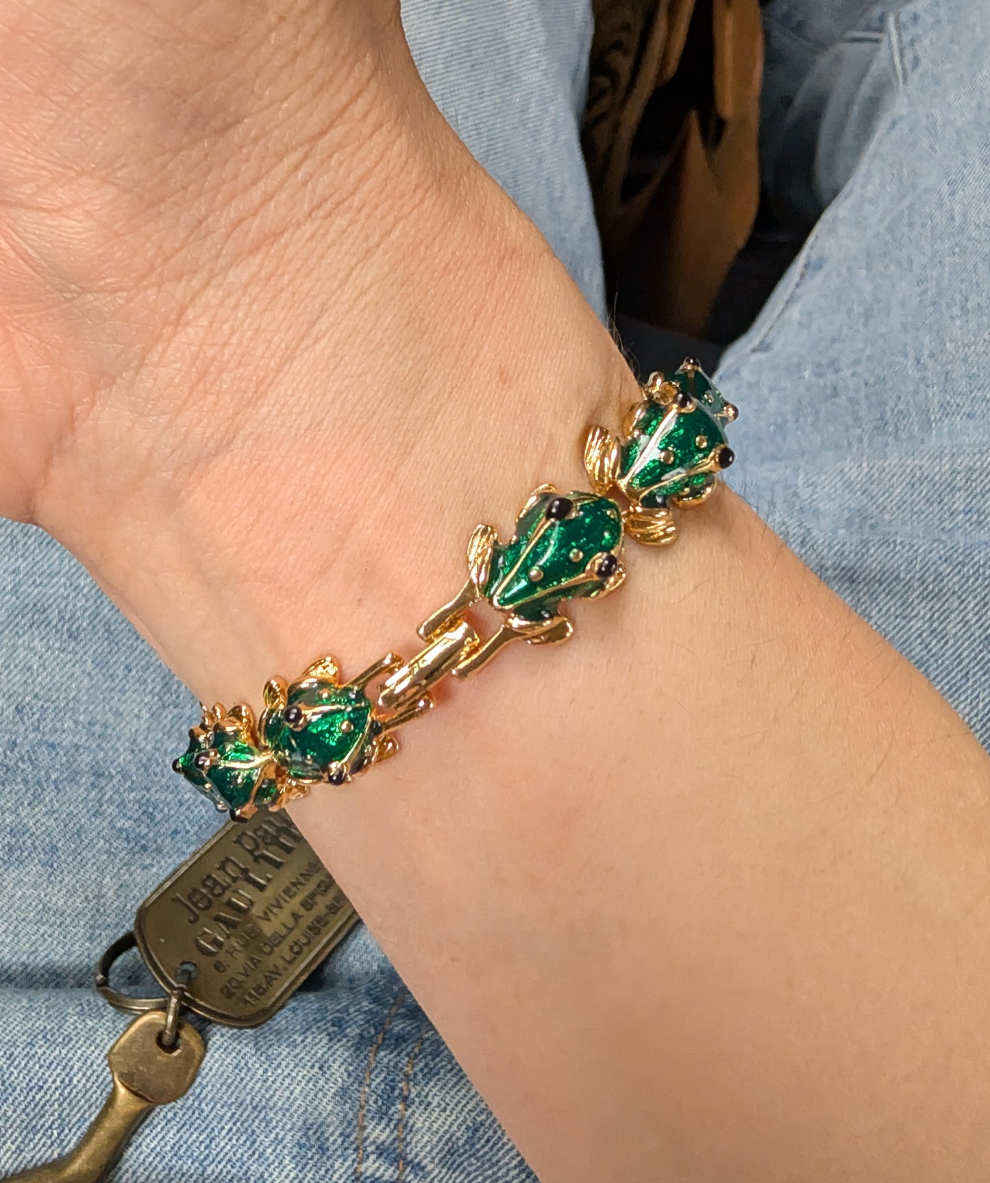 Vintage Green FrogEnamel and Gold Tone